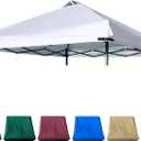 Canopy Replacement Top Silver Coated with Air Vent Upgraded Adjustable Straps for Most 10x10 Straight Leg Frame , White