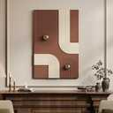 3D Textured Vertical Abstract Wall Art for Living Room, Large Neutral Modern Minimalist Geometric Artwork for Walls, Brown Sandstone Wall Decor with Metal Ball for Hallway Dining Room Office, 24x36