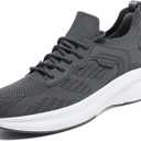 Slip On Casual Walking Shoes Lightweight Breathable Jogger Running Shoes Comfortable Workout Gym Fashion Sneakers for Men Women (Grey)(13 Women/11 Men)