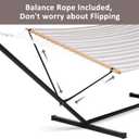 SUNCREAT Double Hammock with Stand Included, Outdoor Portable Hammock with Stand, Light Gray Stripes