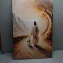 Jesus Leaves The 99 Sheep Canvas Wall Art Jesus And Lamb Picture Wall Decor Christ The Good Shepherd Lost Lamb In Poster Print Painting for Living Room Bedroom Church Home Decoration Prepare To Hang