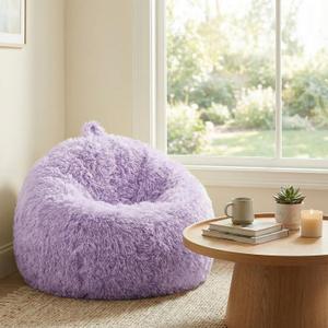 Honeydak PV Fleece Stuffed Animal Storage Bean Bag Chair Cover (No Filler) Comfy Bean Bag Cover Without Filling or Home Bedroom Decor Organizing Plush Doll Textile Holder(Purple, L)
