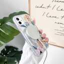 NITITOP Compatible with iPhone 11 Case Clear Magnetic Compatible with MagSafe Cute Metallic Flowers Floral for Women Girls Hard PC Back Shockproof Protective Phone Cover - Blue