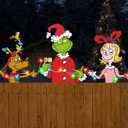 3PCS Grinchs Fence Peeker with LED Lights,Light Up Grinchs Christmas Decorations Outdoor,Whoville Yard Decorations Grinchs Decor for Tree Topper Fence Yard Garden Lawn, Green