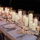 12-Pack White Pillar Candles (2''X3,4,6) & 12-Pack Glass Cylinder Vases(2.6''X5,6,8),Hurricane Candles,Wedding Centerpiece Decor Set-Mixed Heights for Table, Proposal, Event.