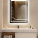 oneup 24x32'' LED Bathroom Mirror,Lighted Bathroom Mirror with Lights,Dimmable 3 Colors Temperature,Anti-Fog,Modern Vanity Mirrors for Wall,Touch Screen,Memory, Shatterproof