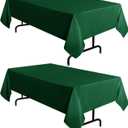  2 Pack Hunter Green Tablecloth 60 x 102 Inch, Rectangle 6 Feet Table Cloth - Stain and Wrinkle Resistant Washable Polyester Table Cover for Dining Tables, Buffet Parties and Camping