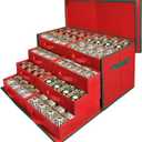 WDZREE Premium Large Christmas Ornament Storage,Box with Side Open, Drawer Style Trays -3" Compartment, 8 Trays, Keeps 128 Holiday Ornaments -Made of Durable 600D Oxford Fabric Tear-Proof Material
