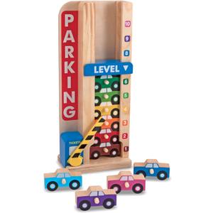 Melissa & Doug Stack & Count Wooden Parking Garage with 10 Cars