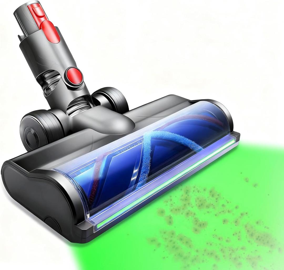 Upgrade Vacuum Head for Dyson V7 V8 V10 V11 V15 G5 Gen5 V8 Slim, Quick-Release Soft Roller Cleaner Head with Full-Area LED Green Light, Replacement Motorhead for Hard Floors, Tile and Wood