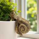 Vintage Bronze Climbing Snail Statue Flower Pot and Vase Hugger Miniature Fairy Garden Terrarium Decor Resin Art Patio Lawn Yard Ornaments Outdoor Fence Decorations