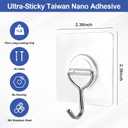 2 x Adhesive Wall Hooks for Hanging Heavy Duty Coat - 13LBS (Max) Transparent Waterproof Hook Multiple Uses Stainless Steel Hooks for Shower Kitchen Bathroom Office Utility Hook 10 Pack