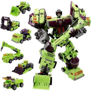 NBK Deformation Oversize Toys Robot Devastator Engineering Combiner 6 in 1 Action Figure Car Truck Model Gift for Kids Boys (Green)