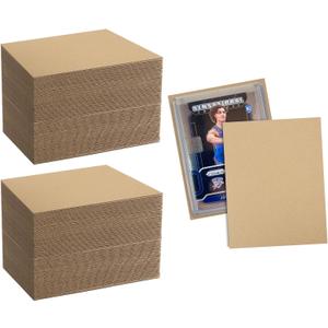 Mat Board Center, 100 Pack 3.5x4.5 Inch Corrugated Cardboard Sheets, Trading Card Shipping Protectors, Cardboard Dividers, Small Cardboard Sheets for Packaging Mailing, DIY Crafts (Brown)