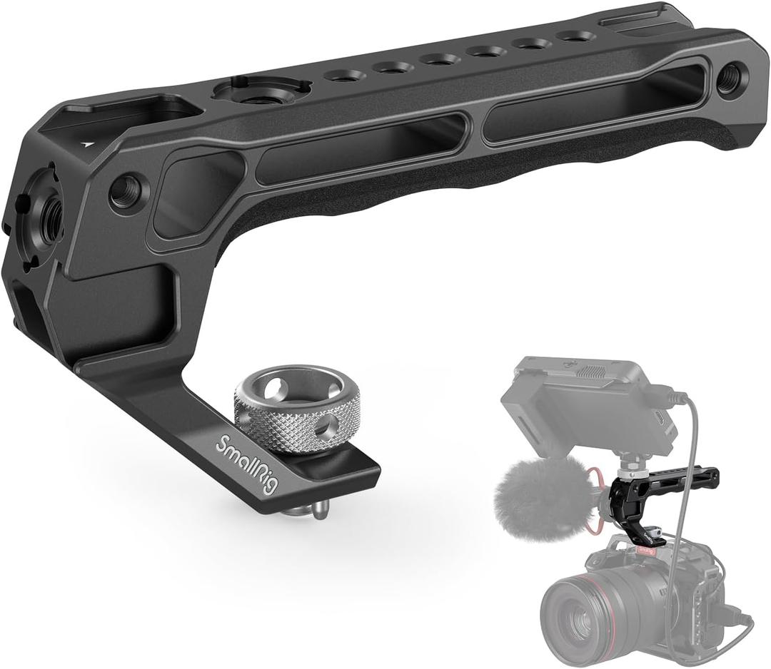 SmallRig Top Handle with 3/8"-16 Locating Pins for ARRI Grip for Camera Cage, Universal Video Rig with 5 Cold Shoe Adapters to Mount DSLR Camera with Microphone/LED Light/Monitor - 3765