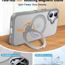 360 Spin Magnetic Stander for iPhone 17 Case [Compatible with Magnetic] [Built-in Kickstand] Mil-Grade Protective, Matte Non-Slip for iPhone 17 Phone Case(Gray)