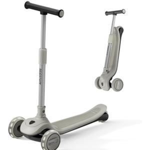 3 Wheel Scooter for Kids Ages 3-18, Up to 220 Lbs, Kids Scooter with Adjustable Lean-To-Steer Switch, Foldable, Lightweight, Wide Anti-Slip Deck, Adjustable Height Handlebar, Light-Up Wheels