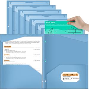 Henoyso 24 Pack Plastic Folders with Clear Front Pocket Back to School Heavy Duty File Folders with 2 Pockets and Card Slot for Student School to Home Supply, Office, Teachers (Haze Blue)