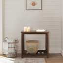 End Side Table with Storage Shelf Rectangle Narrow Nightstand Console Tables Brown Smooth End Table for Small Spaces Industrial Accent Side Table for Living Room Bathroom Bedroom, 24 inches x 12 inches x 24 inches