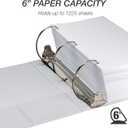 Samsill Durable 6 inch 3 Ring Binder, Locking D Ring 100% Recycled Chipboard, White