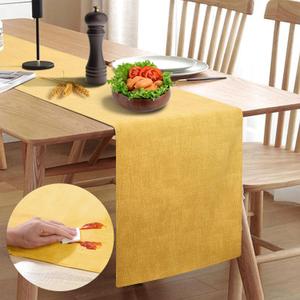 Waterproof Wipeable Farmhouse Table Runner, Dresser Runner, Rustic for Kitchen, Bedroom, Living Room, Indoor and Outdoor (60'', Mustard Yellow) (60''(Fits Length 37''-44'' Table))