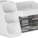 Desk Organizer with Drawers Cosmetic Storage Unit Dustproof Makeup Storage Organizer Cosmetic Organiser Case for Office Desk, White