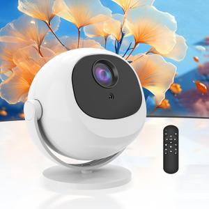 Mini Native 1080P Projector, 4K Support with WiFi6 and BT 5.2, Built-in Apps Full HD Outdoor Projector, Auto Keystone compatible with Cell, PC, Fire Stick, PS5 for Home Bedroom, White