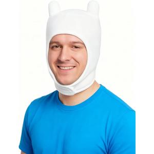 White Cosplay Hat with Cute Ears, Soft Plush Costume Accessory for Halloween, Fancy Dress Parties and Cosplay