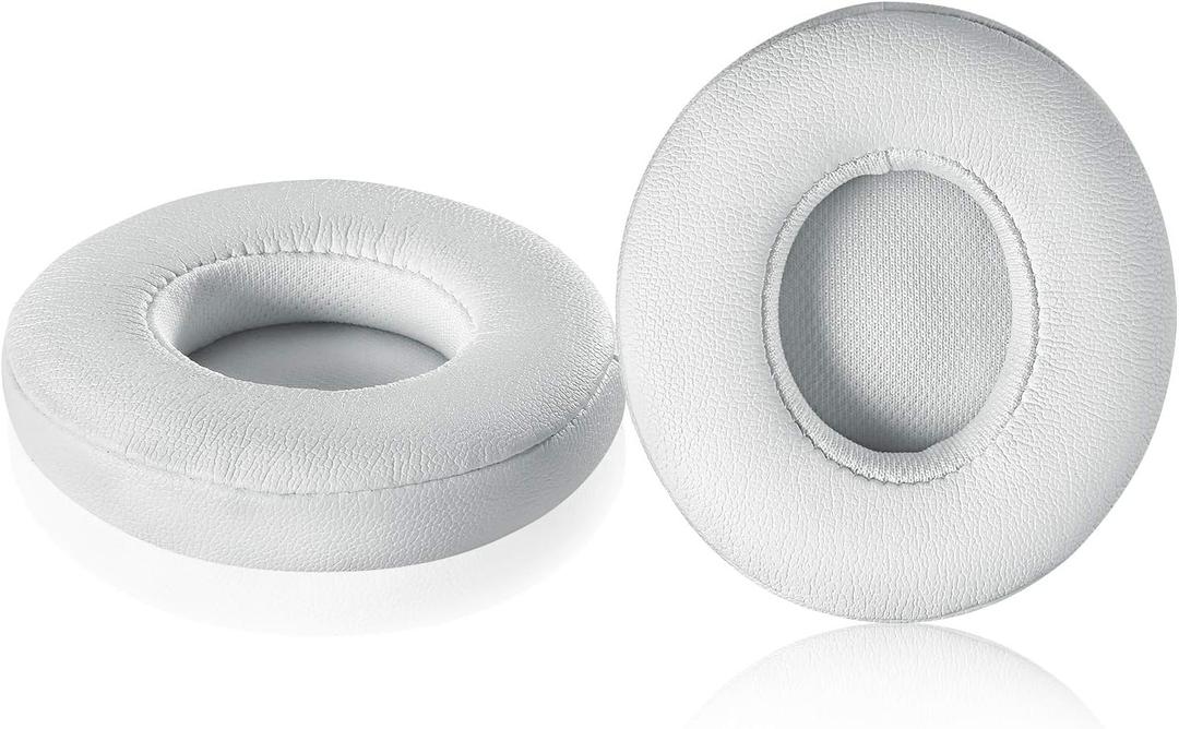 Solo 2/3 Wireless Earpads - JARMOR Replacement Protein Leather & Memory Foam Ear Cushion Cover for Beats Solo2/3 Wireless On Ear by Dr. Dre Headphones ONLY (NOT FIT SOLO 2 WIRED) - White