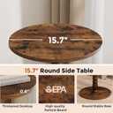 Homleke 16" Round Side Tables, Solid Wood Pillar with Wood Top & Base, Small Drink Accent Table for Living Room, Bedroom, Sofa & Office, Easy Assembly, Rustic Brown