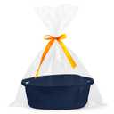 Pro Goleem Small Woven Basket with Gift Bags and Ribbons Durable Baskets for Gifts Empty Small Rope Basket for Storage 12"X 8" X 5" Baby Toy Baskets with Handles, Navy Blue