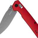 Kershaw Iridium Pocket Knife, Red Design, 3.4 Inch Steel Spear Point Blade, EDC with Thumb Stud Opening, Reversible Deep Carry, DuraLock, Everyday Carry Pocket Knife for Men and Women