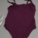 SUUKSESS Women Sexy Scoop Neck Thong Bodysuit Backless Cami Bodysuit Top (Small, Violet)