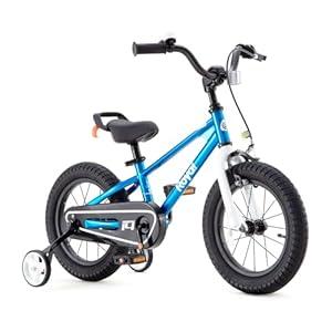 RoyalBaby Freestyle Kids Bike 14 Inch Childrens Bicycle with Training Wheels Toddlers Boys Girls Beginners Ages 3-5 Years, Blue