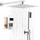 10 Inch Shower System, Wall Mounted Chrome Shower Heads, Rain Shower Head with Handheld Spray Combo, High Pressure Showerhead Shower Faucet Set with 60" Hose (Sliver)