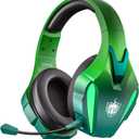 PHOINIKAS Wireless Gaming Headset for PS4 PS5 PC Switch, Wireless Gaming Over Ear Headphones with Detachable Noise Canceling Mic, 7.1 Stereo Sound, Only 3.5mm Wired Mode for XboxSeires Dazzle Green