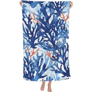 Coral Reef Beach Towel 31inx51in, Ocean Sand-Free Microfiber Bath Towel Ultra Soft Quick Dry Pool Towel Absorbent Towel Lightweight Towel for Swimming Bathroom Decor 