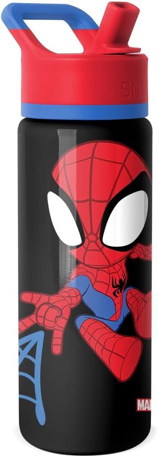 Simple Modern Kids Summit Water Bottle with Straw Lid | Marvel Spider Man 18oz Stainless Steel Cup Insulated Tumbler for Toddlers, Boys, School | Spidey Kid