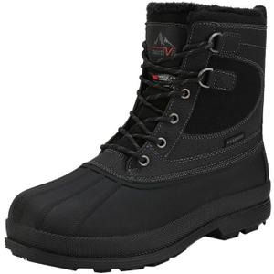 NORTIV 8 Men's Waterproof Winter Snow Boots,Size 10.5W,Black,AVENUE-W