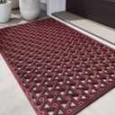DEXI Front Door Mat Outside Entrance Rubber 24x36, Welcome Floor Doormat Heavy Duty Non Slip, Dirt Trapper Waterproof Exterior Entry Mats All Weather for Patio Entryway Drainage, Red