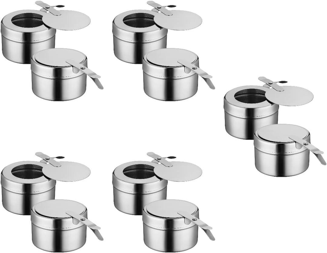 DOITOOL 10 Pack Chafing Fuel Holder - Stainless Steel Fuel Holders with Safety Cover - Buffet Warmer Canned Heat Box for Buffet Barbecue Party Supplies