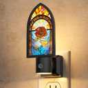 Briignite Night Lights Plug into Wall, Gothic Night Light Vintage Style, Adjustbale Brightness, LED Warm White 3000K Nightlight with Auto On Off Light Sensor, Bathroom, Bedroom, Hallway (1 Count (Pack of 1), Colorful-Notre-Dame)