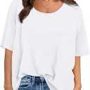 XIEERDUO Oversized T Shirts for Women Summer Short Sleeve Tops Loose Scook Neck Small