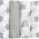 GLLQUEN BABY Receiving Blanket Boy Cotton Muslin Swaddle Blankets Girl Newborn Squares Breathable & Soft Thin Baby Blankets Cloths Double Absorbent Infant Swaddling Wrap - 6 Pack (Star)