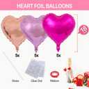 5 x Upgraded Rose Gold and Red Heart Foil Balloons for Valentines Day Decorations,Valentines Day Balloons,Romantic Decorations Special Night (18inch)
