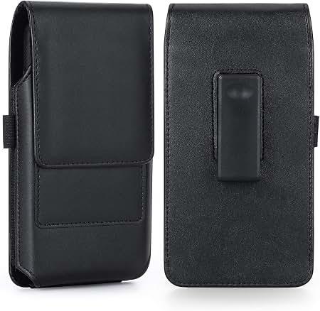 BECPLT Holster for Galaxy Z Fold 7 6 5 4 3 2 Leather 360 Swivel Belt Clip Pouch Case Cover Cell Phone Holder - Black