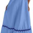dowerme Women Summer Dresses 2026 Spaghetti Straps Sleeveless Smocked Rickrack Trim Boho Flowy Loose A-Line Midi Dress (Blue) S