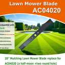 SummerCool AC04020 2 Pack Mower Blades Replace for Ryobi 20 Inch 40V Brushless Mowers,20" Lawn Mower Blade Compatible with Ryobi RY40180, RY40190, RY401110, RY401120 Mowers