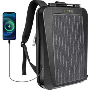 Ultra-Portable 13W EVA Hard-Shell Solar Backpack with Built-in Solar Panel, Combination Lock, 15L Storage & Breathable Back Support for Laptops, Tablets, Hiking, and Travel, Small