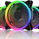 upHere 120mm RGB Case Fan Fan,Quiet Edition High Airflow LED Case Fan for PC Cases-3 Pack,RGB123-3